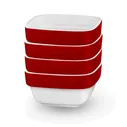 Набор из 4-х емкостей для запекания KitchenAid, квадратные, 0.22 л, керамика, красный, KBLR04RMER, KITCHENAID, США