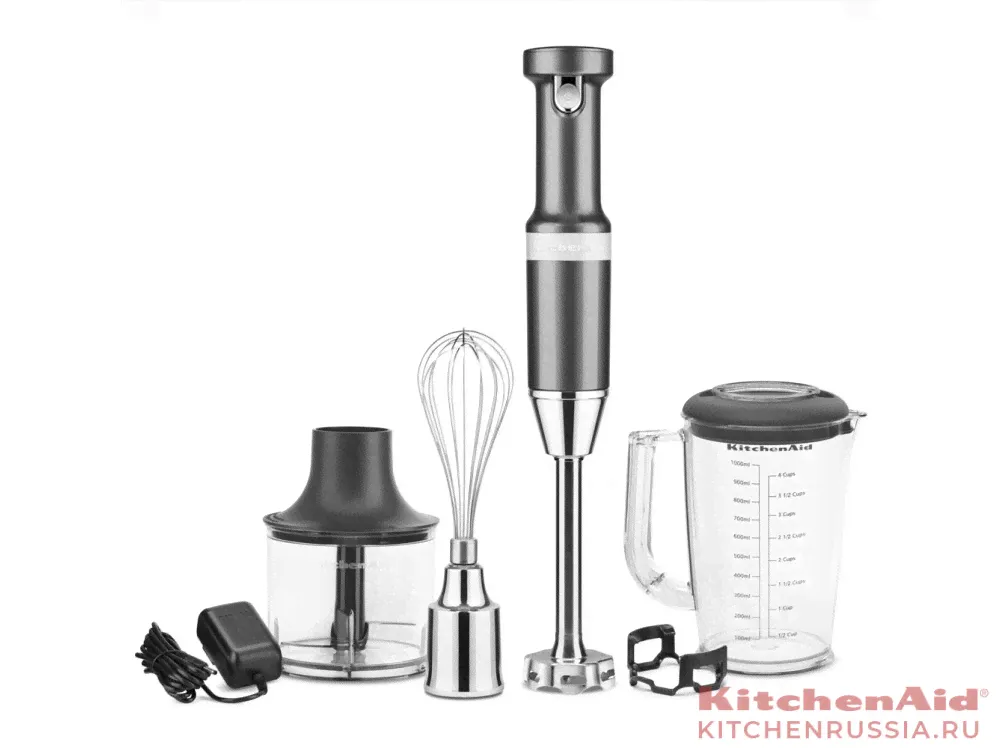 Блендер погружной беспроводной KitchenAid 5KHBBV83EMS Серебряный медальон-0