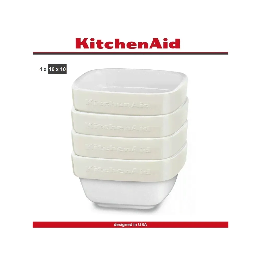 Набор керамических рамекинов Ceramic для запекания и подачи, 4 шт, кремовый, KitchenAid