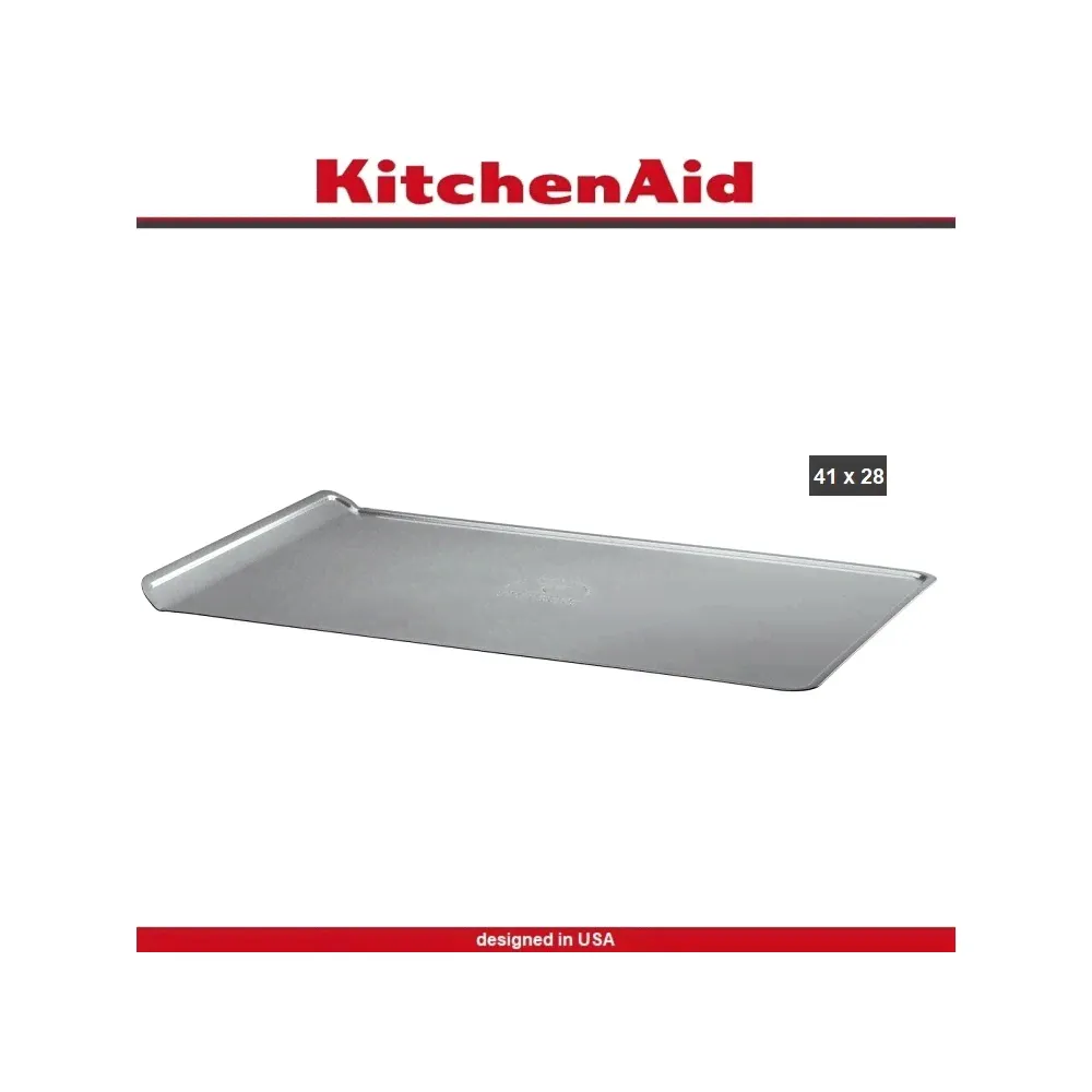 Антипригарный лист Prof для выпечки, 41 х 28 см, профессиональная сталь, KitchenAid-0